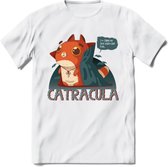 Graaf catracula T-Shirt Grappig | Dieren katten halloween Kleding Kado Heren / Dames | Animal Skateboard Cadeau shirt - Wit - 3XL