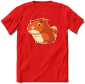 Silly cat T-Shirt Grappig | Dieren katten Kleding Kado Heren / Dames | Animal Skateboard Cadeau shirt - Rood - S