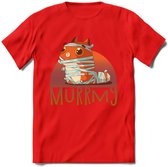Kat murrmy T-Shirt Grappig | Dieren katten halloween Kleding Kado Heren / Dames | Animal Skateboard Cadeau shirt - Rood - XXL