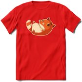 Schattige kat T-Shirt Grappig | Dieren katten Kleding Kado Heren / Dames | Animal Skateboard Cadeau shirt - Rood - S