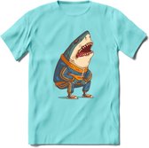 Casual haai T-Shirt Grappig | Dieren vissen Kleding Kado Heren / Dames | Animal Skateboard Cadeau shirt - Licht Blauw - XL