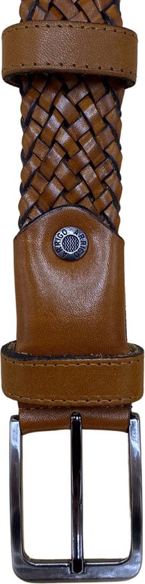 Riem - Cuir tressé - 3,5 cm - Riem en cuir marron clair - 135 cm (Tour de taille 115 cm)