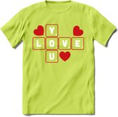 Love You - Valentijn T-Shirt | Grappig Valentijnsdag Cadeautje voor Hem en Haar | Dames - Heren - Unisex | Kleding Cadeau | - Groen - XXL