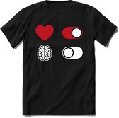 Hart Aan Brein Uit - Valentijn T-Shirt | Grappig Valentijnsdag Cadeautje voor Hem en Haar | Dames - Heren - Unisex | Kleding Cadeau | - Zwart - M
