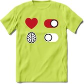 Hart Aan Brein Uit - Valentijn T-Shirt | Grappig Valentijnsdag Cadeautje voor Hem en Haar | Dames - Heren - Unisex | Kleding Cadeau | - Groen - XXL