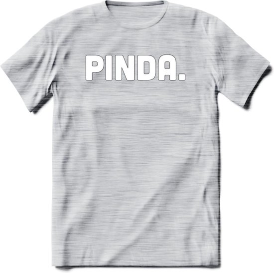 Pinda - Snack T-Shirt | Grappig Verjaardag Kleding Cadeau | Eten En Snoep Shirt | Dames - Heren - Unisex Tshirt | - Licht Grijs - Gemaleerd - S