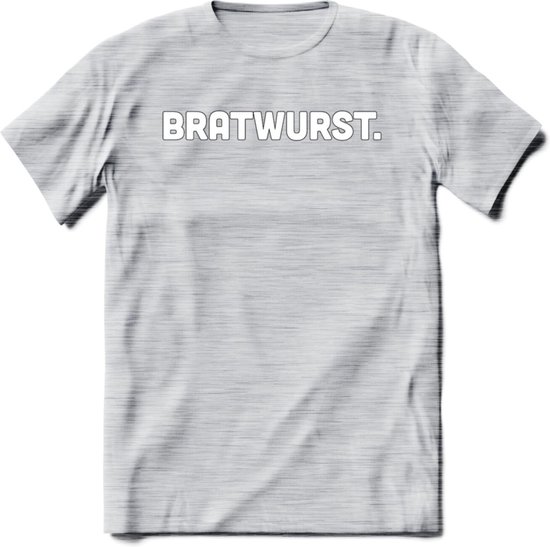 Bratwurst - Snack T-Shirt | Grappig Verjaardag Kleding Cadeau | Eten En Snoep Shirt | Dames - Heren - Unisex Tshirt | - Licht Grijs - Gemaleerd - L