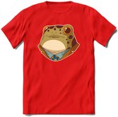 casual kikker T-Shirt Grappig | Dieren reptiel Kleding Kado Heren / Dames | Animal Skateboard Cadeau shirt - Rood - S