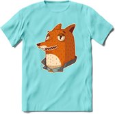 Casual vos T-Shirt Grappig | Dieren fox Kleding Kado Heren / Dames | Animal Skateboard Cadeau shirt - Licht Blauw - XL