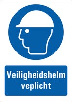 Veiligheidshelm verplicht bord met tekst 210 x 297 mm