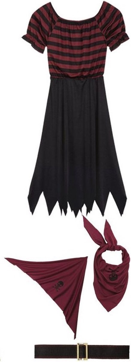 Non-branded Kostuum Piraat Dames Rood/zwart Maat S