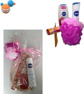 Geschenkset vrouwen Nivea - Cadeau voor vrouw - Douchegel, Deodorant, Wierrook, Wierrook houder, kaars & badspons | Ingepakt - Valentijnsdag cadeau - Verjaardagscadeau vrouw - Moed