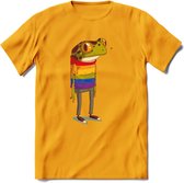 Casual gay pride kikker T-Shirt Grappig | Dieren reptiel Kleding Kado Heren / Dames | Animal Skateboard Cadeau shirt - Geel - XL