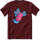 Schattig Axolotl T-Shirt Grappig | Dieren amfibieën Kleding Kado Heren / Dames | Animal Cadeau shirt - Burgundy - XL