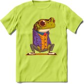 Casual kikker T-Shirt Grappig | Dieren reptiel Kleding Kado Heren / Dames | Animal Skateboard Cadeau shirt - Groen - M