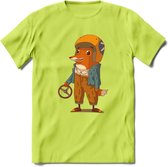 Casual race vos T-Shirt Grappig | Dieren honden Kleding Kado Heren / Dames | Animal Skateboard Cadeau shirt - Groen - M