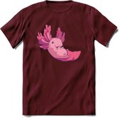 Schattig Axolotl T-Shirt Grappig | Dieren amfibieën Kleding Kado Heren / Dames | Animal Cadeau shirt - Burgundy - XXL