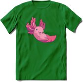 Schattig Axolotl T-Shirt Grappig | Dieren amfibieën Kleding Kado Heren / Dames | Animal Cadeau shirt - Donker Groen - 3XL