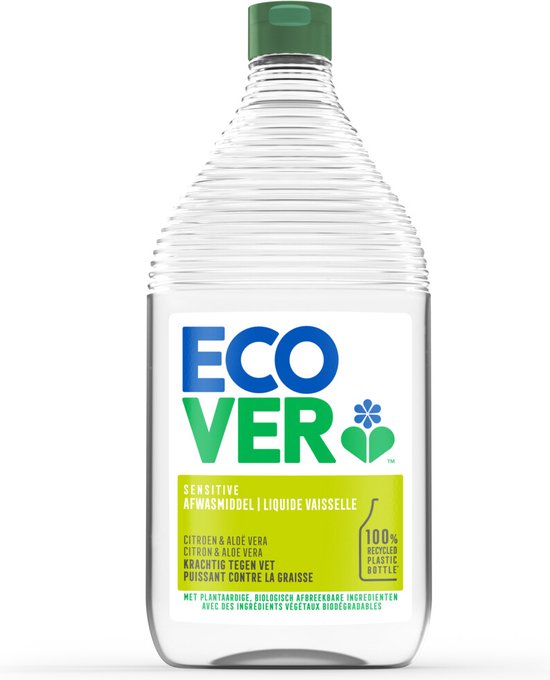 Ecover Afwasmiddel - Voordeelverpakking 8 x 950 ml - Plantaardig & Biologisch afbreekbaar - Fles van gerecycled plastic - Citroen & aloë vera geur