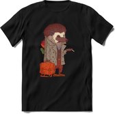 Casual egel T-Shirt Grappig | Dieren herfst Kleding Kado Heren / Dames | Animal Skateboard Cadeau shirt - Zwart - XXL