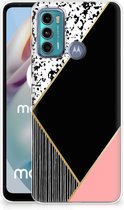 Telefoonhoesje Motorola Moto G60 TPU Silicone Hoesje Black Pink Shapes