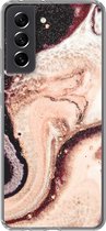 Geschikt voor Samsung Galaxy S21 FE hoesje - Marmer print - Mineralen - Natuursteen - Siliconen Telefoonhoesje