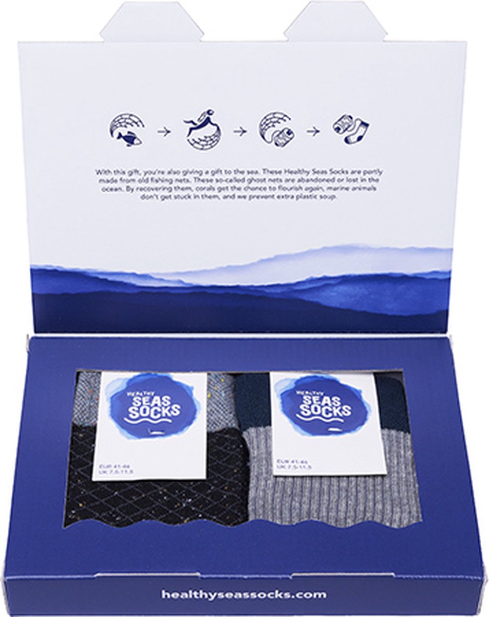 Giftbox met 2 paar duurzame sokken | Maat 41 – 46 | HealthySeasSocks