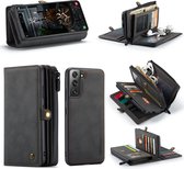 CASEME - Samsung Galaxy S22 hoesje - Luxe Leren Portemonnee - zwart