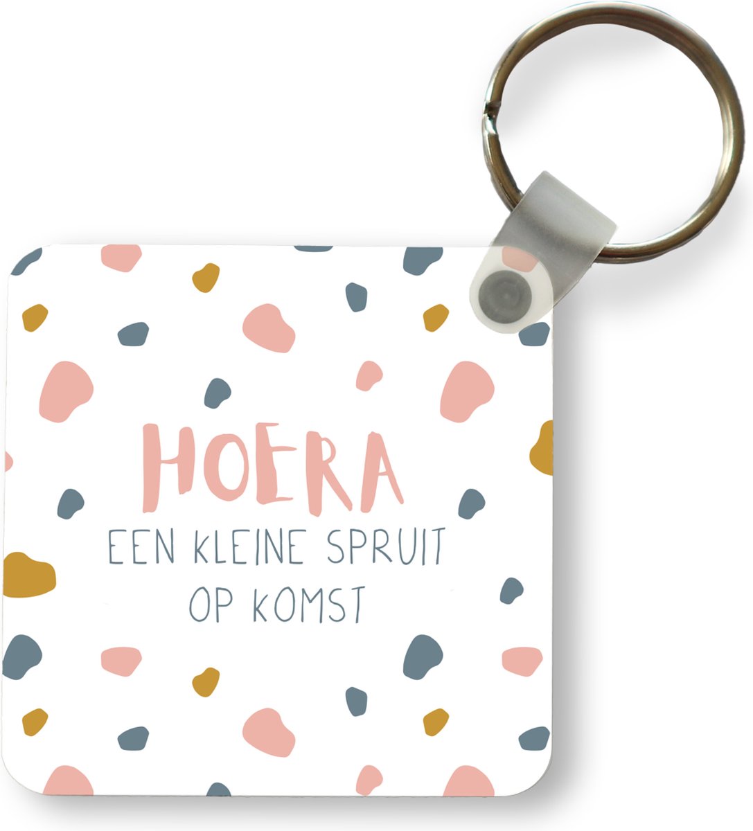 Sleutelhanger - Uitdeelcadeautjes - Spreuken - Hoera een kleine spruit op komst - Quotes - Baby - Plastic