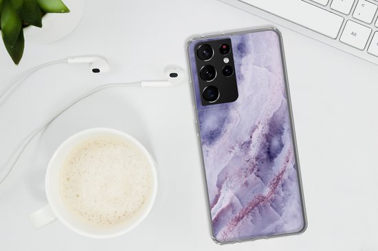 Coque Samsung Galaxy S21 Ultra - Natuursteen - Violet - Pierres précieuses et minéraux - Siliconen