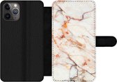 Bookcase Geschikt voor iPhone 11 Pro telefoonhoesje - Marmer print - Oranje - Steen - Met vakjes - Wallet case met magneetsluiting