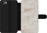 Bookcase Geschikt voor iPhone SE 2020 telefoonhoesje - Marmer print - Patronen - Bruin - Met vakjes - Wallet case met magneetsluiting