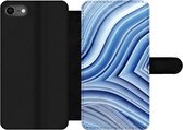 Bookcase Geschikt voor iPhone 8 telefoonhoesje - Natuurstenen - Patroon - Blauw - Met vakjes - Wallet case met magneetsluiting