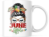 Verjaardag Mok June Girl | Verjaardag cadeau | Grappige Cadeaus | Koffiemok | Koffiebeker | Theemok | Theebeker