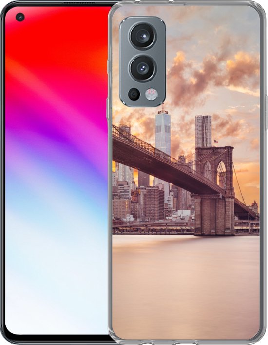 OnePlus Nord 2 5G - Pont de Brooklyn et horizon de New York au coucher du soleil - Coque de téléphone en Siliconen