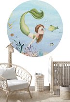 Behangcirkel Kleurrijke zeemeermin | ⌀ 120 cm | Wandecoratie | Wandcirkel