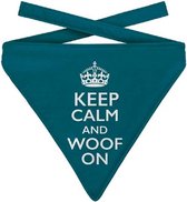 PLENTY GIFTS BANDANA HOND KEEP CALM AND WOOF ON PETROL BLAUW