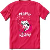 Cool People Do Fishing - Vissen T-Shirt | Roze | Grappig Verjaardag Vis Hobby Cadeau Shirt | Dames - Heren - Unisex | Tshirt Hengelsport Kleding Kado - Roze - XXL