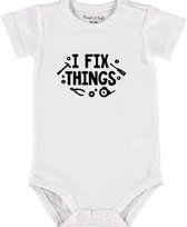 Baby Rompertje met tekst 'I fix things' | Korte mouw l | wit zwart | maat 62/68 | cadeau | Kraamcadeau | Kraamkado