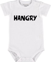 Baby Rompertje met tekst 'Hangry!' | Korte mouw l | wit zwart | maat 62/68 | cadeau | Kraamcadeau | Kraamkado