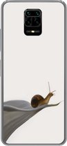 Geschikt voor Xiaomi Redmi Note 10 Lite hoesje - Slak - Lelie - Grijs - Siliconen Telefoonhoesje