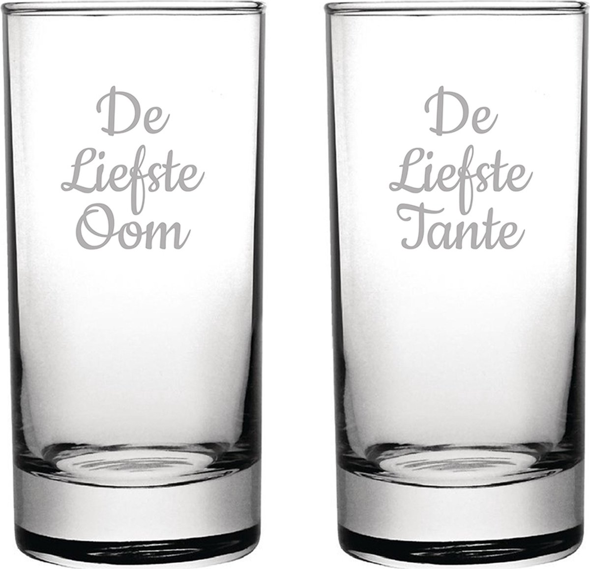 Gegraveerde longdrinkglas 28,5cl De Liefste Tante-De Liefste Oom