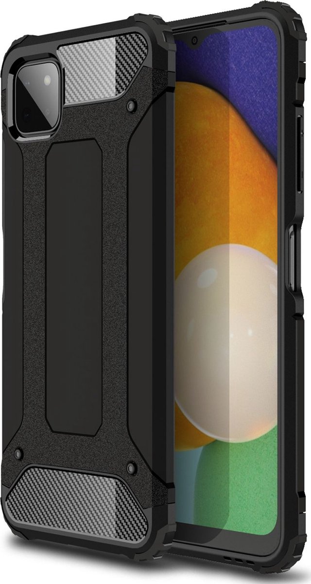 Mobigear Hoesje geschikt voor Samsung Galaxy A22 5G Telefoonhoesje Hardcase | Mobigear Outdoor Backcover Shockproof | Schokbestendig Galaxy A22 5G Telefoonhoesje | Anti Shock Proof - Zwart
