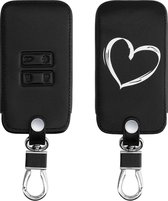 kwmobile autosleutelhoes voor Renault 4-knops Smartkey autosleutel (alleen Keyless Go) - Hoesje van imitatieleer in wit / zwart - Brushed Hart design