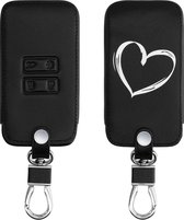 kwmobile autosleutelhoes geschikt voor Renault 4-knops Smartkey autosleutel (alleen Keyless Go) - Hoesje van imitatieleer in wit / zwart - Brushed Hart design