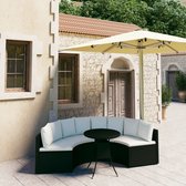 vidaXL 5-delige Loungeset met kussens poly rattan zwart