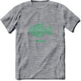 I Love Fishing - Vissen T-Shirt | Groen | Grappig Verjaardag Vis Hobby Cadeau Shirt | Dames - Heren - Unisex | Tshirt Hengelsport Kleding Kado - Donker Grijs - Gemaleerd - S