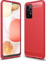 Samsung Galaxy A52 Hoesje - Mobigear - Brushed Slim Serie - TPU Backcover - Rood - Hoesje Geschikt Voor Samsung Galaxy A52