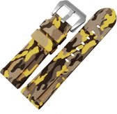 Strap-it Fossil Gen 6 - 44mm siliconen camouflage bandje - geel