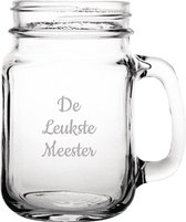 Gegraveerde Drinkglas 45cl met schroefdeksel De Leukste Meester